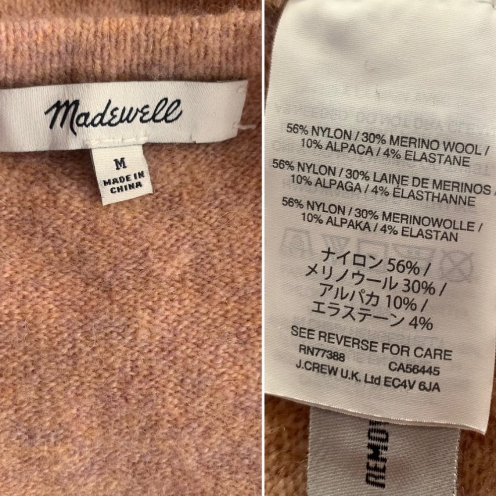 Madewell Kent Coziest Cardigan Alpaca Wool blend pink cardigan Medium - Picture 2 of 14